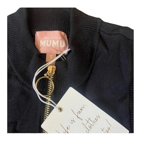 NWT! SHOW ME YOUR MUMU CHARLIE ZIP MAXI SWEATER DRESS - BLACK - Picture 3 of 7